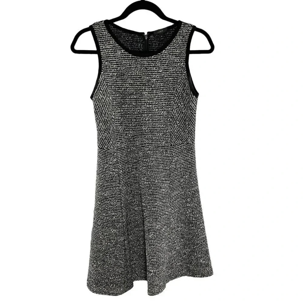 J. Crew Black & White Boucle Knit Sleeveless Dress Women's Size 4